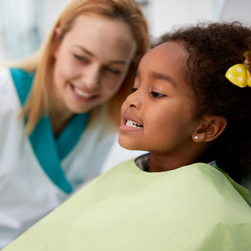 little girl at dentist