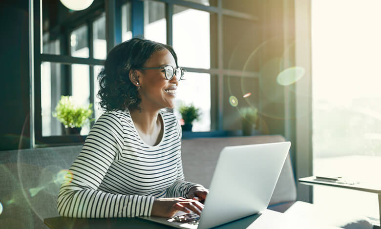 woman working on laptop